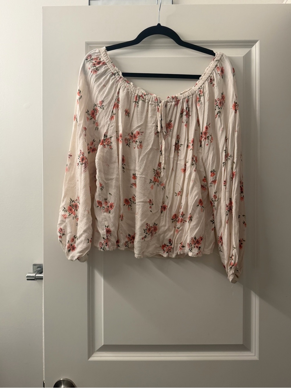 Rewind Cream Off-Shoulder Blouse with Pink Floral